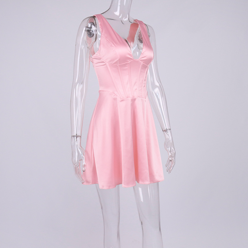 pink mini satin dress manufacturer