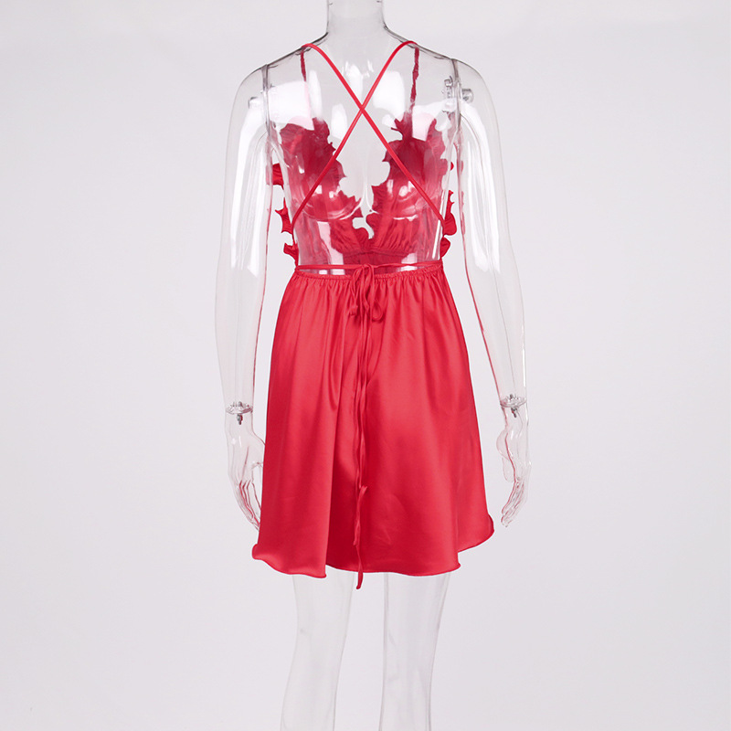 red ruffles dress satin mini dress manufacturer
