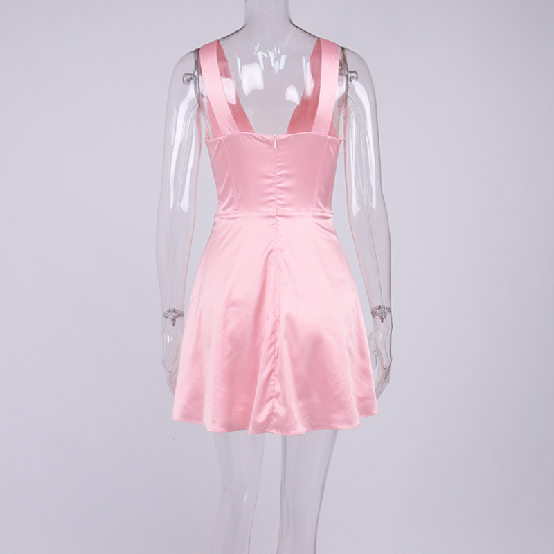 pink mini satin dress manufacturer