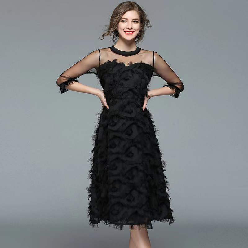 tassel feather dress puffy dress manufacturer
