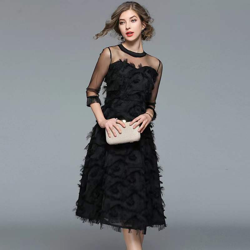 tassel feather dress puffy dress manufacturer