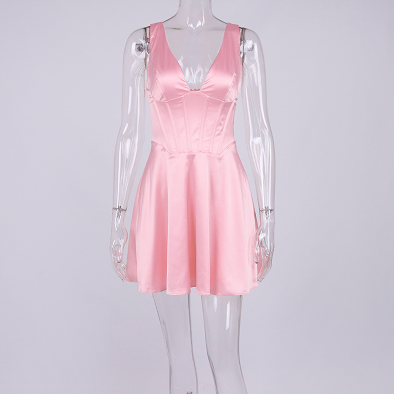pink mini satin dress manufacturer