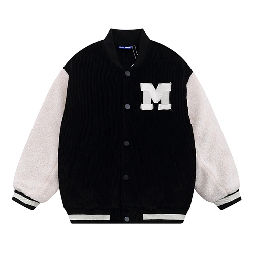 Winter Street Wear Custom Color Logo Embroidered Windproof Fleece Jacket with Fur Men Thick Varsity Baseball Jacket