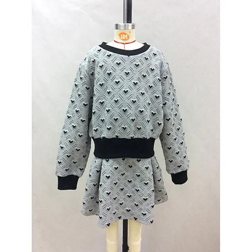 O Neck Waistband Baby Mini Heart Shape Embossed Girl Dress