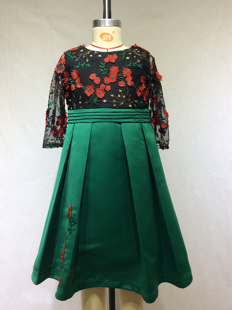 mesh flower embroidery girl dress manufacturer