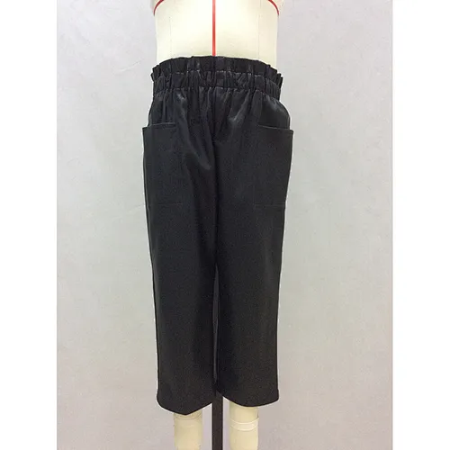 Large Pocket Wholesale Kids Black Leather Pants