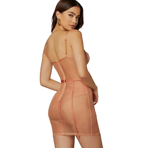 Spaghetti Strap Sexy Women High Waist Sheer Mesh Dress