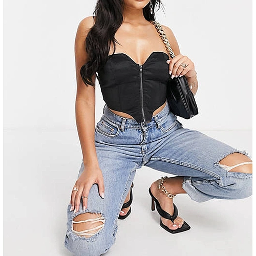 Women Sexy Wholesale Black Satin Corset