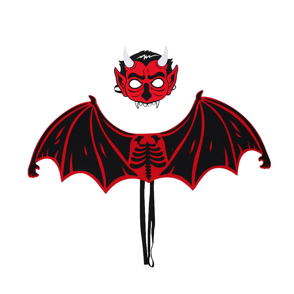 Halloween demon Mask Set Black Color Party Costume Children Wear(Children Black)