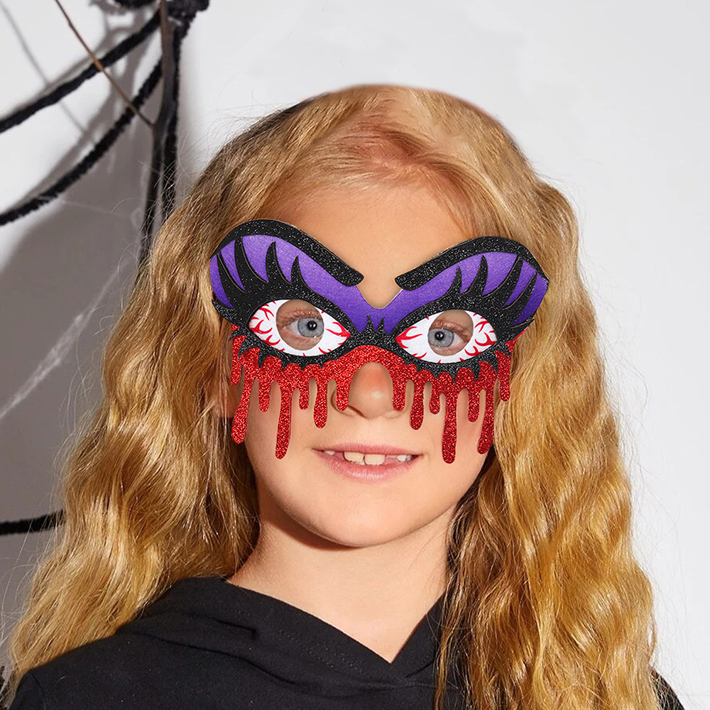 Kid Halloween RED Devil Scary Eye Half Face Mask
