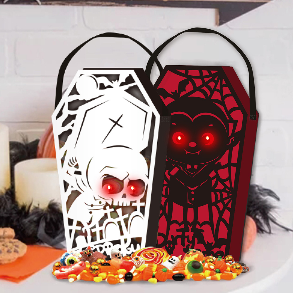 basket halloween vampire flashing basket with scary sound /felt (Red)