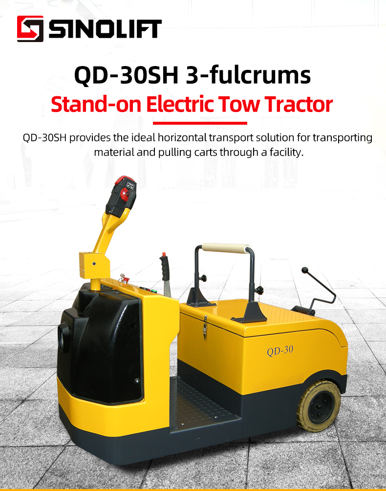 QD-30SH 3-fulcrums Stand-on Electric Tow Tractor