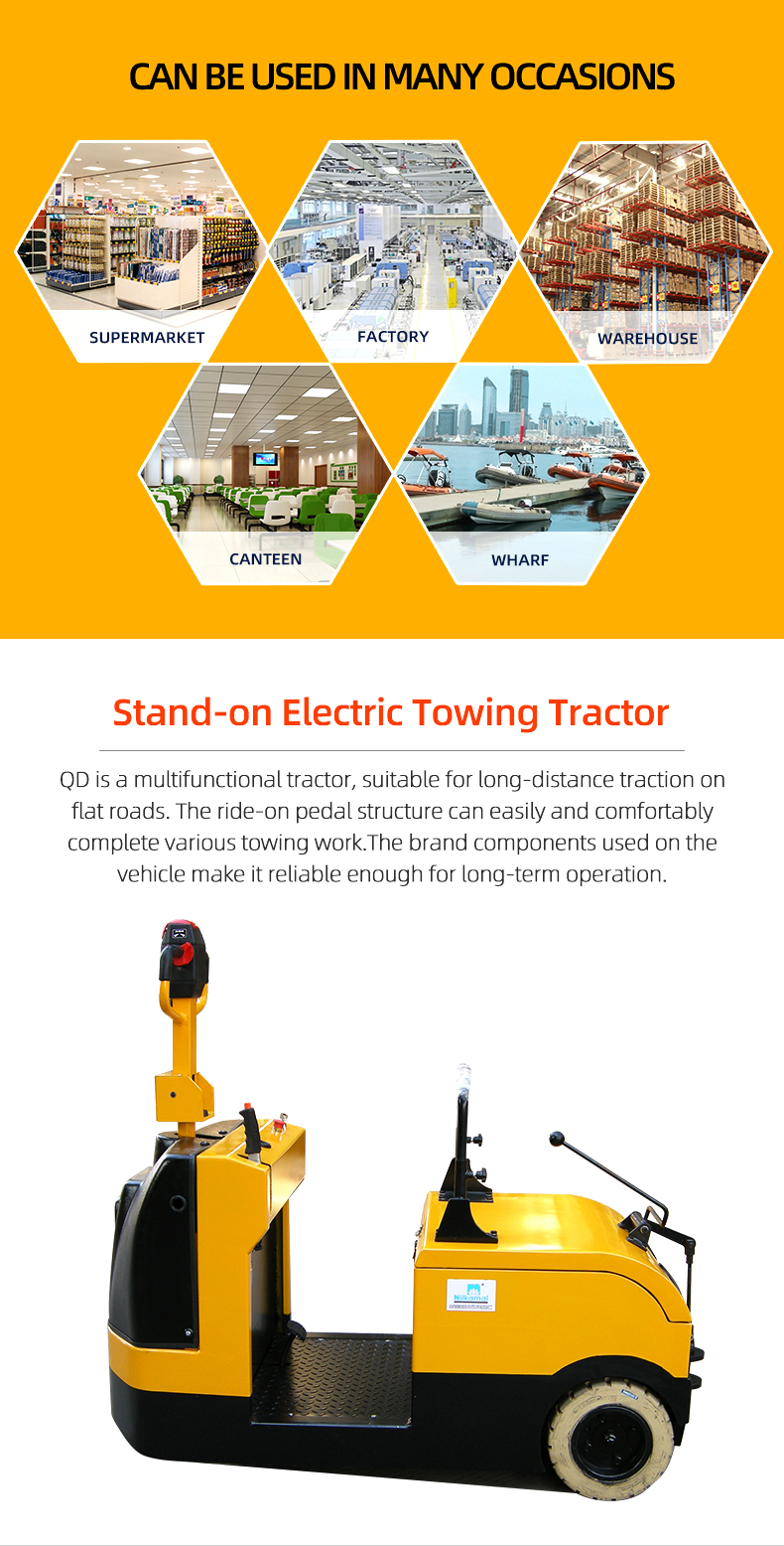 QD-30SH 3-fulcrums Stand-on Electric Tow Tractor