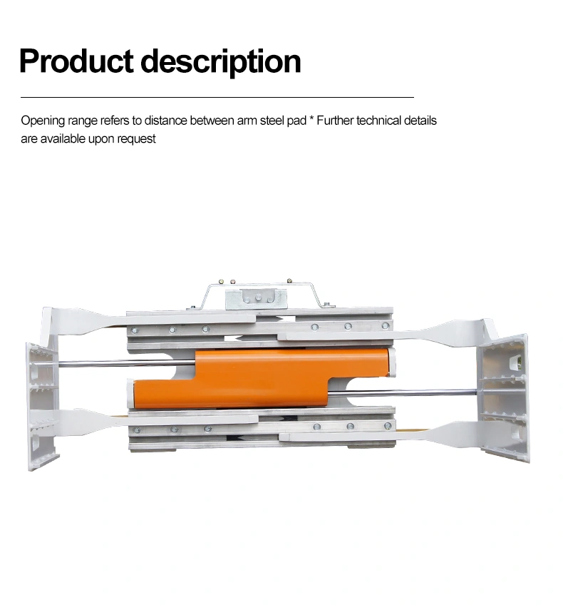 RBC Bale Clamp showing its wide opening range for various tyre sizes.