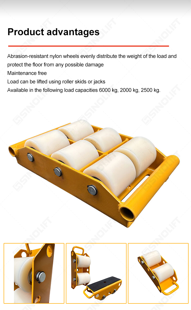 Heavy load rollers with a textured, rubberized surface to keep items stable during transport.