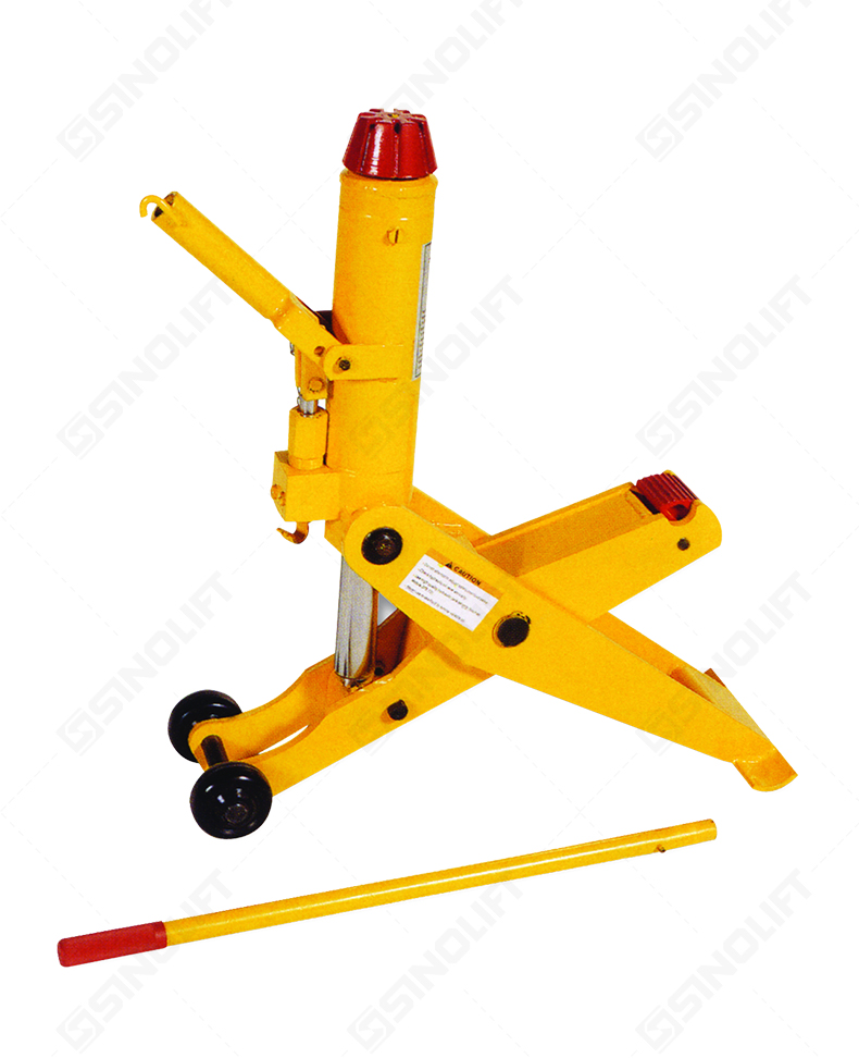 Heavy-duty hydraulic forklift jack for maintenance and repair, built with rugged steel and German seals.