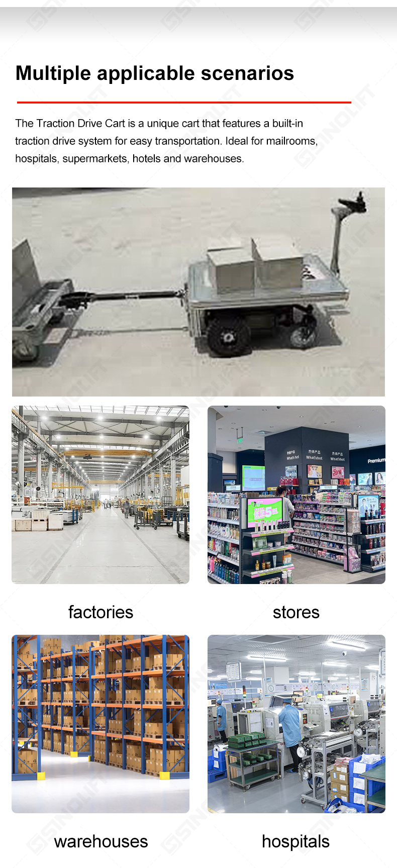 Upgrade your warehouse or hotel luggage operations with a driven platform cart that features a safety sensor, ensuring authorized use only for secure transportation.