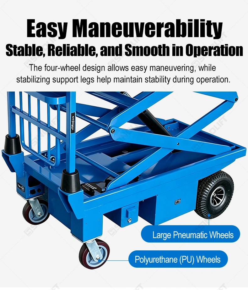 The SINOLIFT ESF Series Electric Scissor Lift Table Truck combines electric hydraulic lifting with a mobile platform for everyday material handling