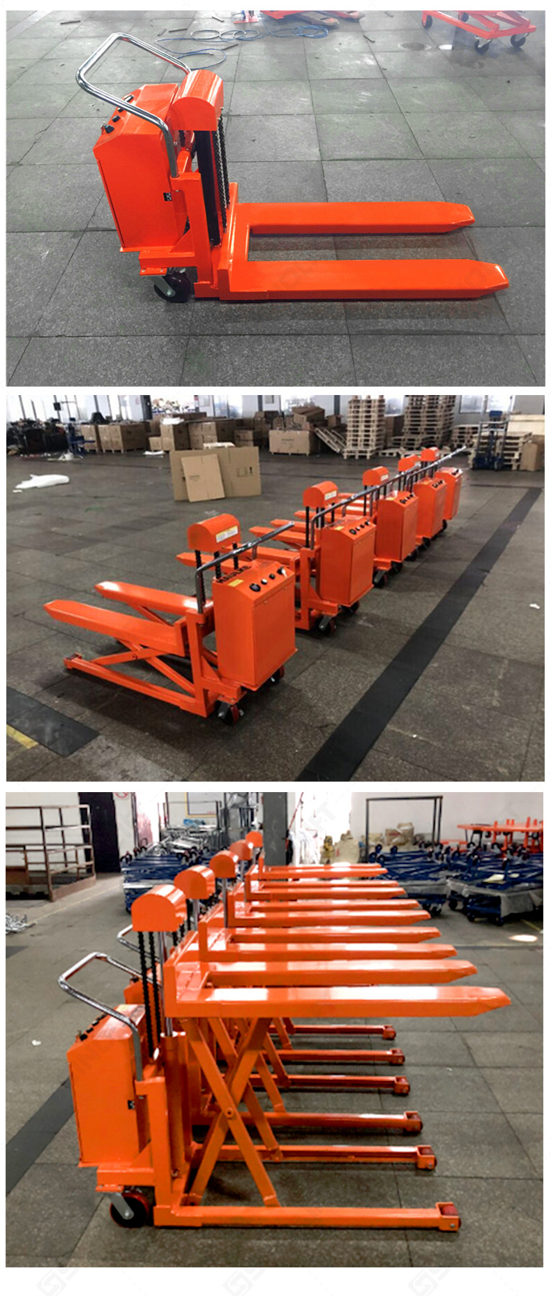 Heavy-duty electric skid lifter with a continuous welded frame, designed for durability in logistics and industrial environments.