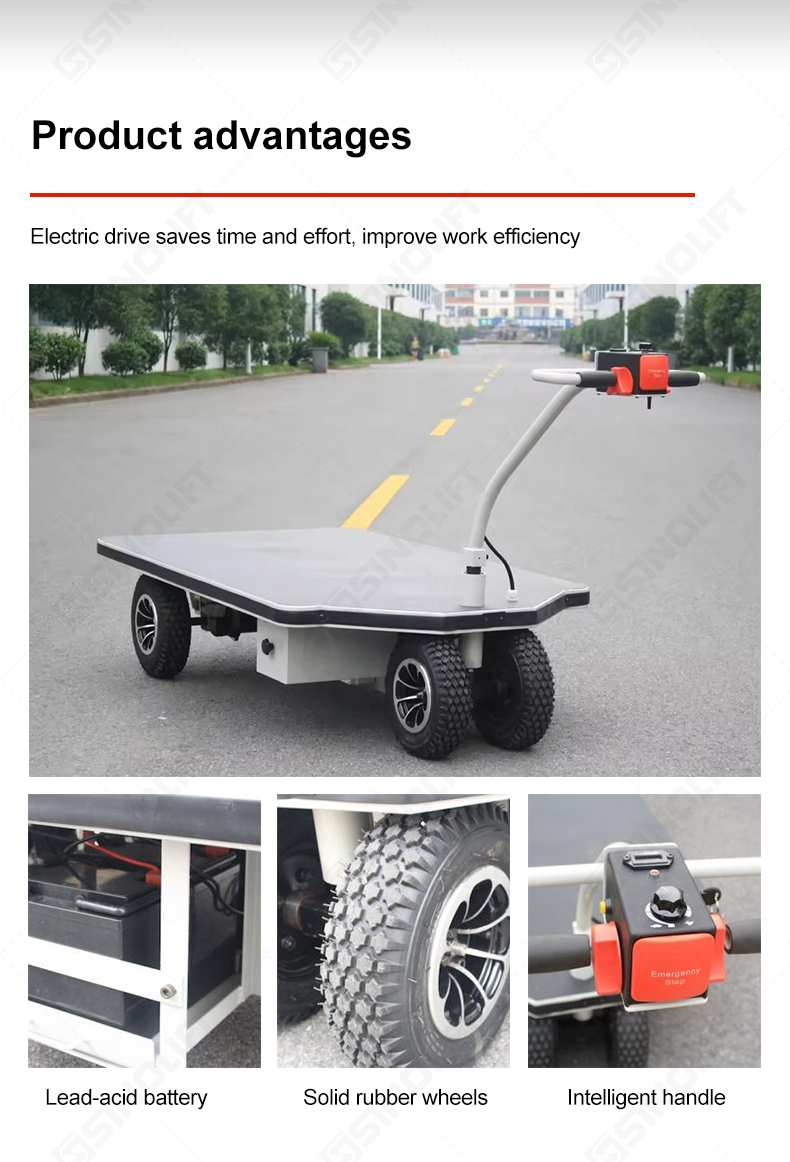Manual and electric powered utility trolley with powder-coated finish for long service life.