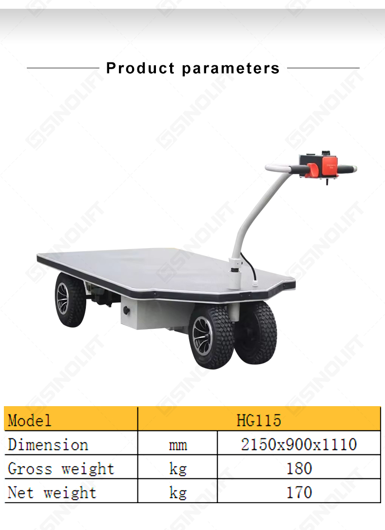 Operator using an electric powered cart with ergonomic handle for moving stock in a supermarket.
