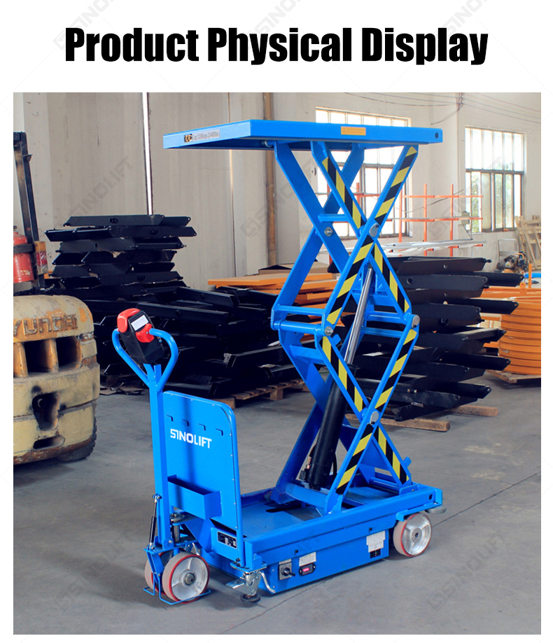 SINOLIFT manufactures ESZ electric scissor lift tables with powered travel and hydraulic lifting. Explore 500 kg and 800 kg models for warehouses and workshops.