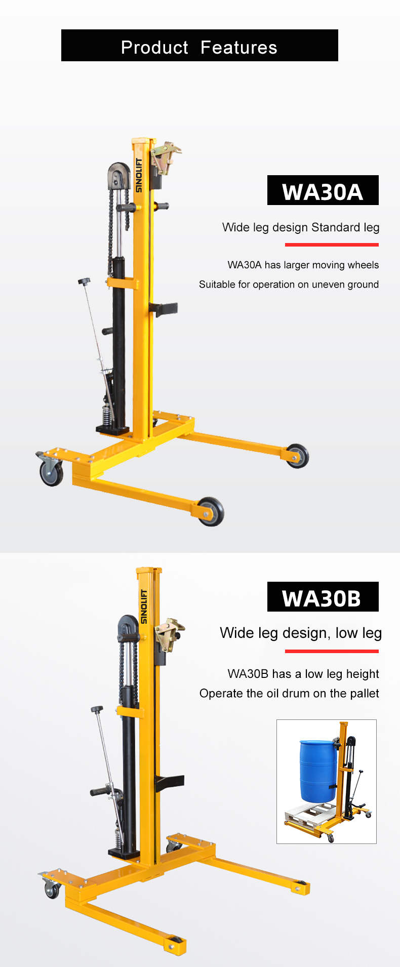 WA30A WA30B Portable Drum Truck