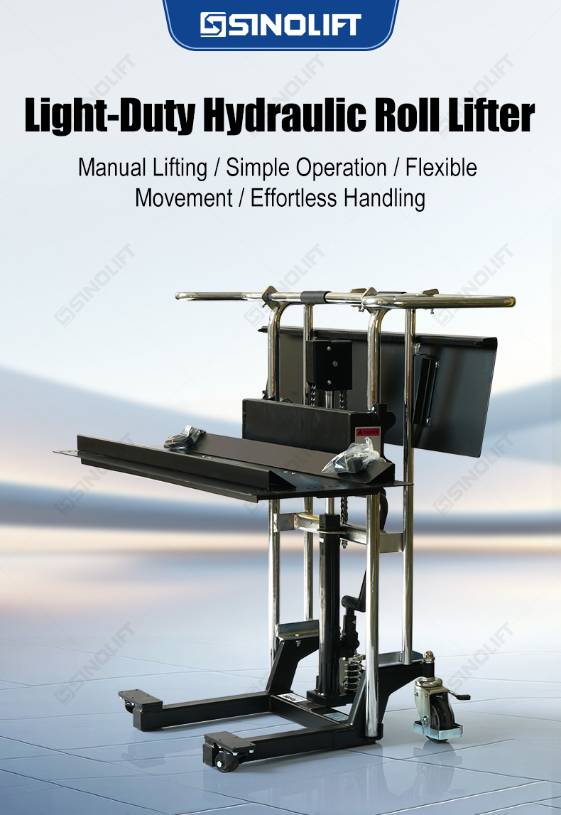 Light-Duty Hydraulic Roll Lifter, Manual Hydraulic Roll Lifter, Paper Roll Lifter, Roll Handling Equipment