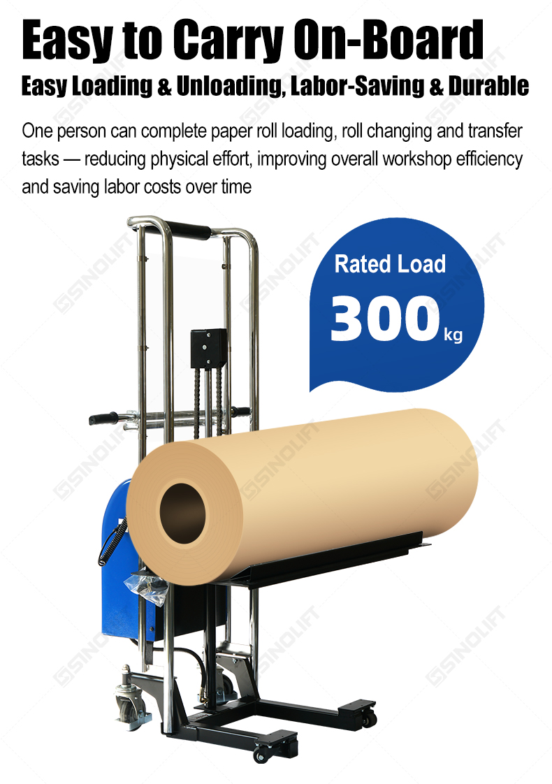 Electric Hydraulic Roll Lifter Electric Paper Roll Lifter, Battery Powered Roll Lifter, Electric Roll Handling Equipment