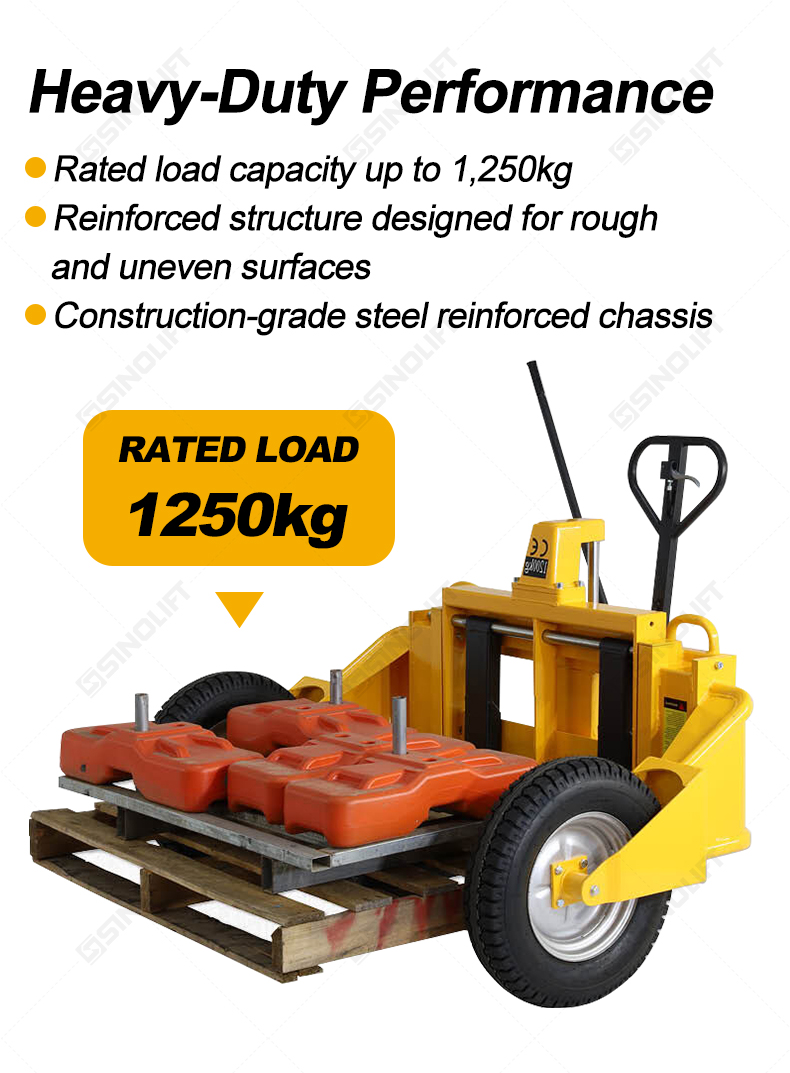Construction-grade manual pallet jack for warehouses and nurseries