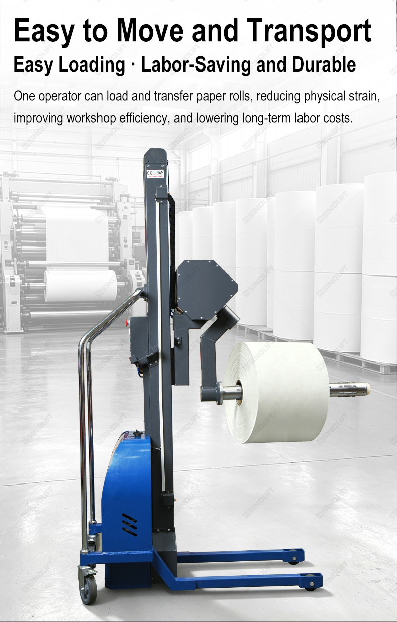 SINOLIFT Roll Lifter, Roll Lifter with Expanding Mandrel, Expanding Mandrel Roll Lifter, Roll Handling Equipment, Reel Lifting Equipment, Roll Handling Trolley, Reel Handling Trolley, Film Roll Lifter, Paper Roll Lifter