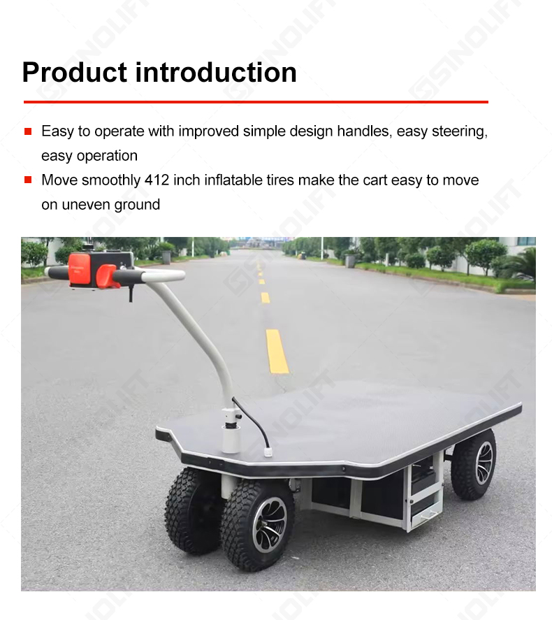 Manual and electric powered utility trolley with powder-coated finish for long service life.