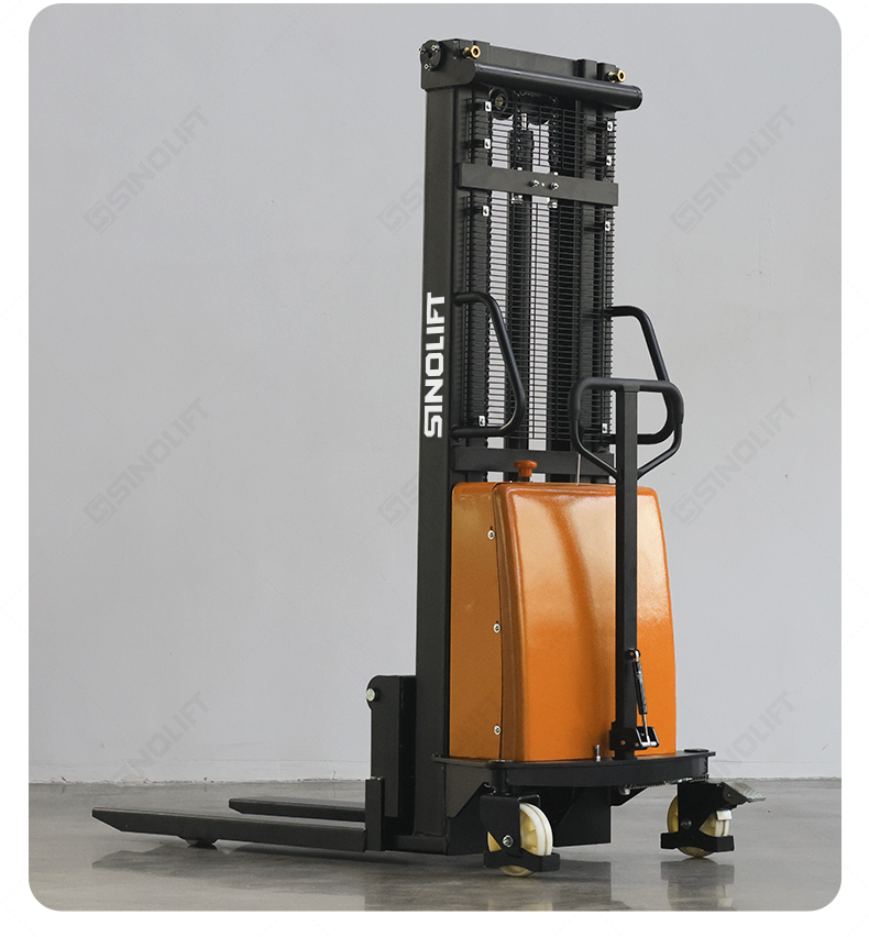 SPN15 narrow-leg semi-electric stacker - 1600-3300mm mast options for flexible warehouse use