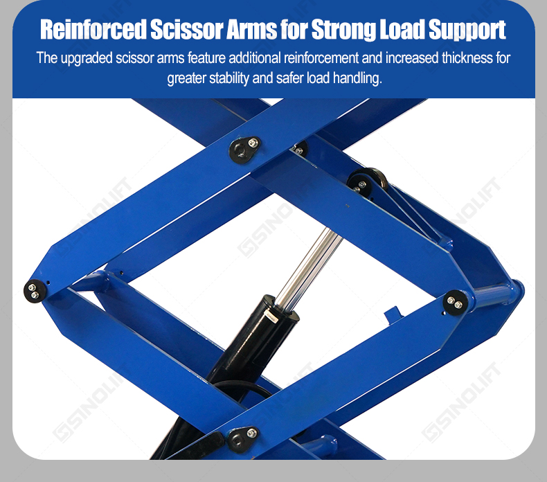 SINOLIFT manufactures ESM electric scissor lift tables with powered travel and smooth hydraulic lifting for warehouse and workshop material handling.