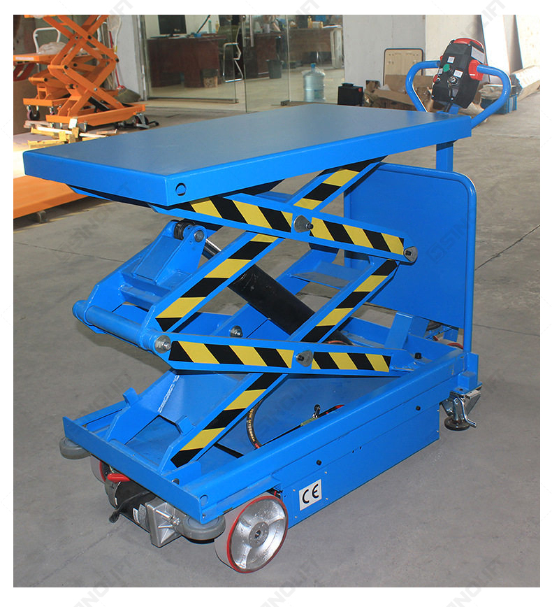 SINOLIFT manufactures ESZ electric scissor lift tables with powered travel and hydraulic lifting. Explore 500 kg and 800 kg models for warehouses and workshops.