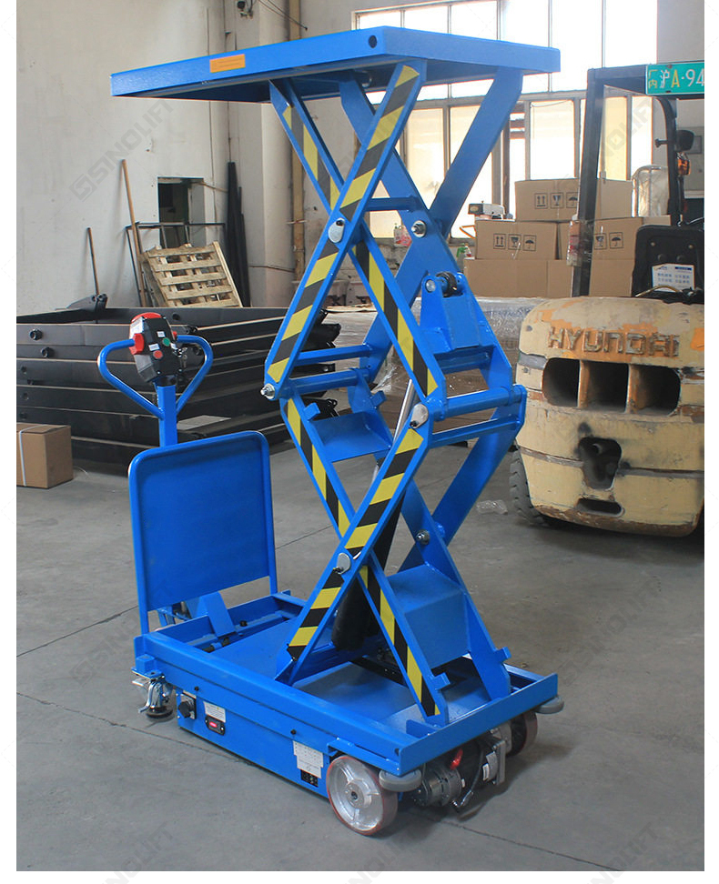 SINOLIFT manufactures ESZ electric scissor lift tables with powered travel and hydraulic lifting. Explore 500 kg and 800 kg models for warehouses and workshops.
