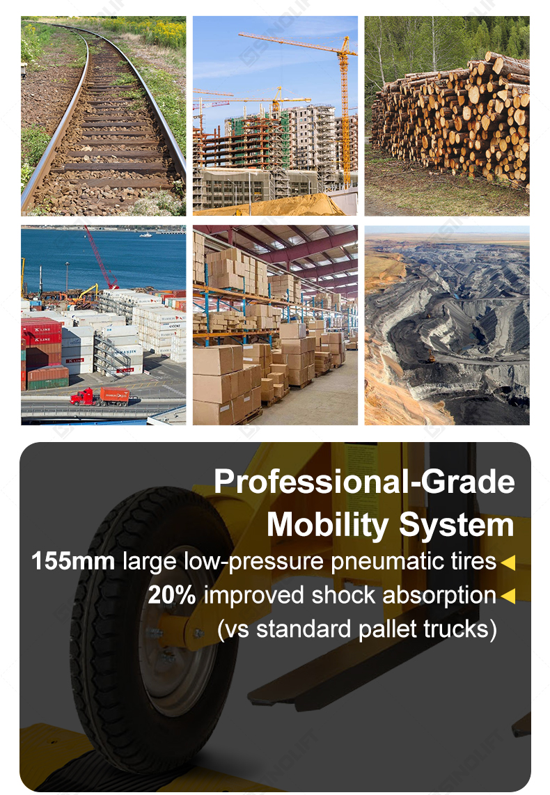 Rugged hydraulic pallet truck for outdoor use in all weather conditions