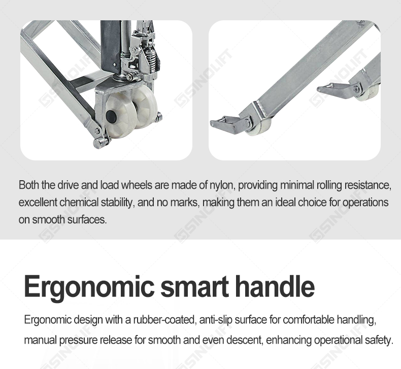 Manual hydraulic lifting cart with safety pressure release for stable operation