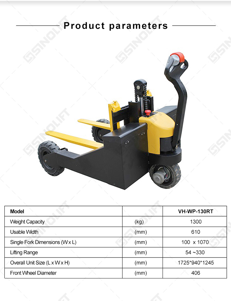 All-terrain material handling equipment – 1300kg load capacity electric pallet truck for tough environments