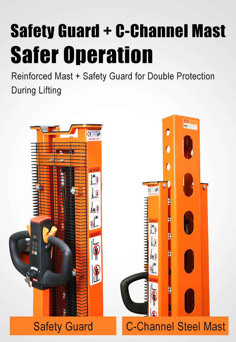 SINOLIFT CDDYG-Z fully electric self-loading pallet stacker for compatible trucks, with up to 1,000 kg capacity and a 24 V / 40 Ah lithium battery.