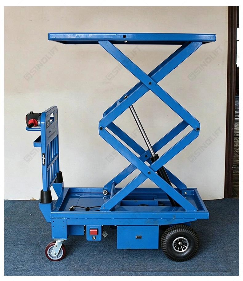 The SINOLIFT ESF Series Electric Scissor Lift Table Truck combines electric hydraulic lifting with a mobile platform for everyday material handling