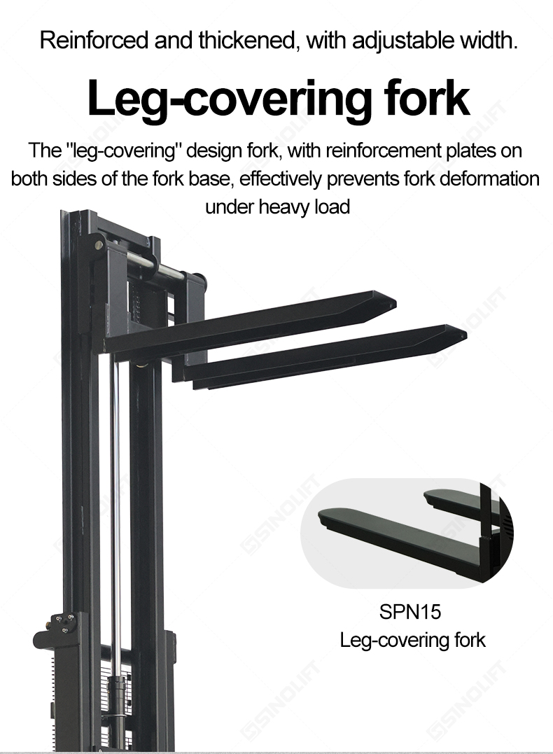 Industrial semi-electric stacker SPN15 – 180mm nylon wheels, durable & high-load steering
