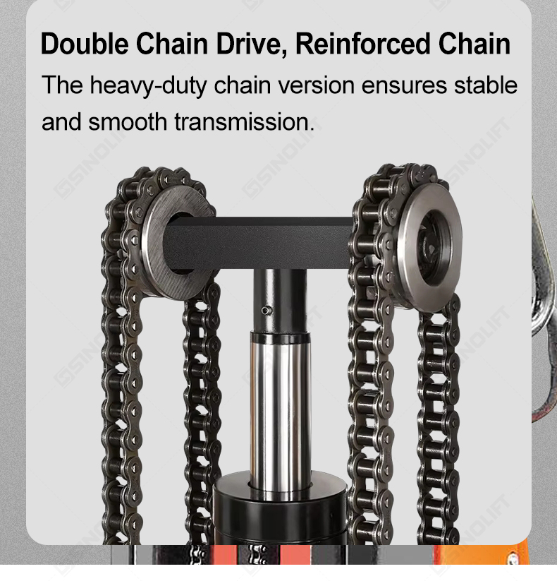 SPN15 manual pallet stacker with high-power pump motor – reduces lifting time, improves efficiency