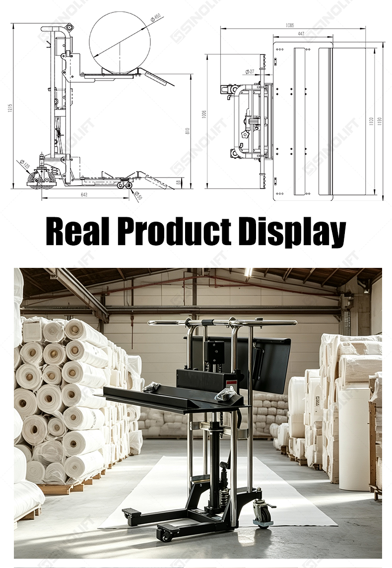 Light-Duty Hydraulic Roll Lifter, Manual Hydraulic Roll Lifter, Paper Roll Lifter, Roll Handling Equipment