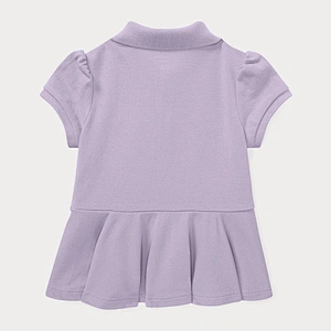 Custom Baby Girls Puff Sleeve Polo Shirt with Peplum Hem