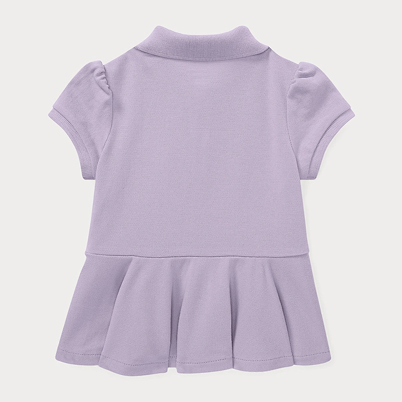 Custom Baby Girls Puff Sleeve Polo Shirt with Peplum Hem