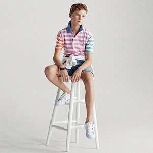 Custom Boys' Striped Jersey Polo shirt