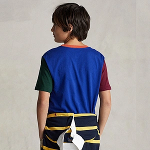Custom Boy's Color Block Cotton T-shirt with a Pocket