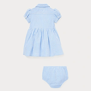 Custom Baby Girls Adorable Peter Pan Collar Striped Shirtdress & Bloomer