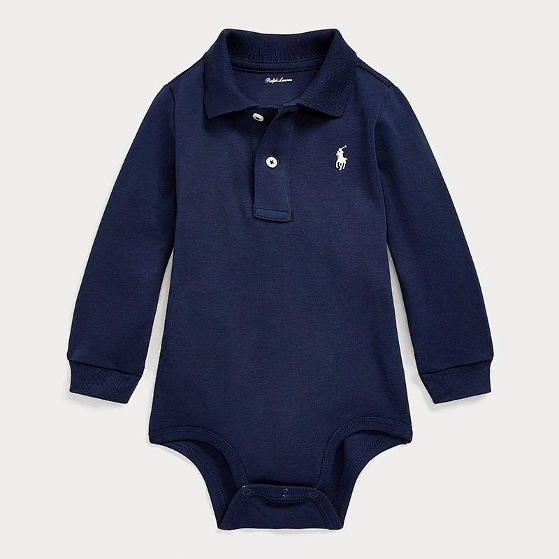Custom Newborn Baby Boy Collared Polo Shirt Long Sleeve Romper Clothes